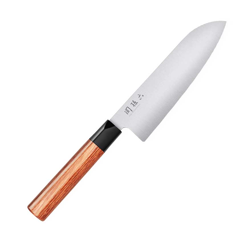 KAI Seki Magoroku Santoku Mes 17cm Redwood - Japans Koolstofstaal Handgemaakt